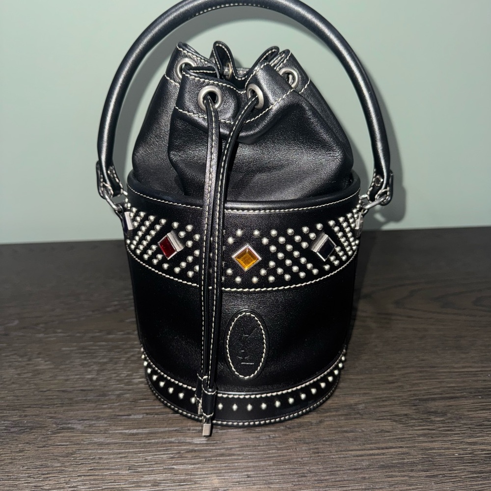 Saint Laurent Bahia Studded Bucket Bag